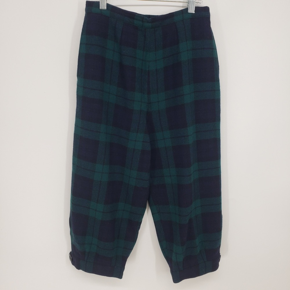 Vintage 70s Pendleton Black Watch Plaid Wool Knickers Pants Womens 26 Green Blue